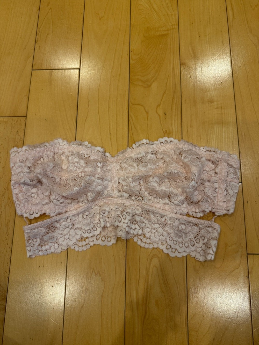 Free People Strapless Lace Bandeau Bralette in Baby Pink